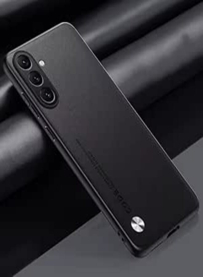 Fascination phone case compitable with Samsung galaxy A26 Luxury PU Leather Business Style Back Case Matte Soft Silicone Phone Shell Protection Bumper for Samsung galaxy A26 (Black)
